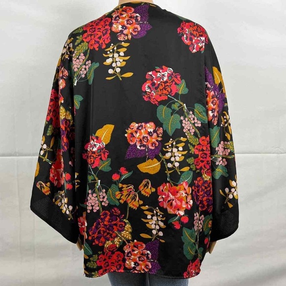 H&M Conscious Black Floral  Open Kimono Cardigan - Picture 7 of 13